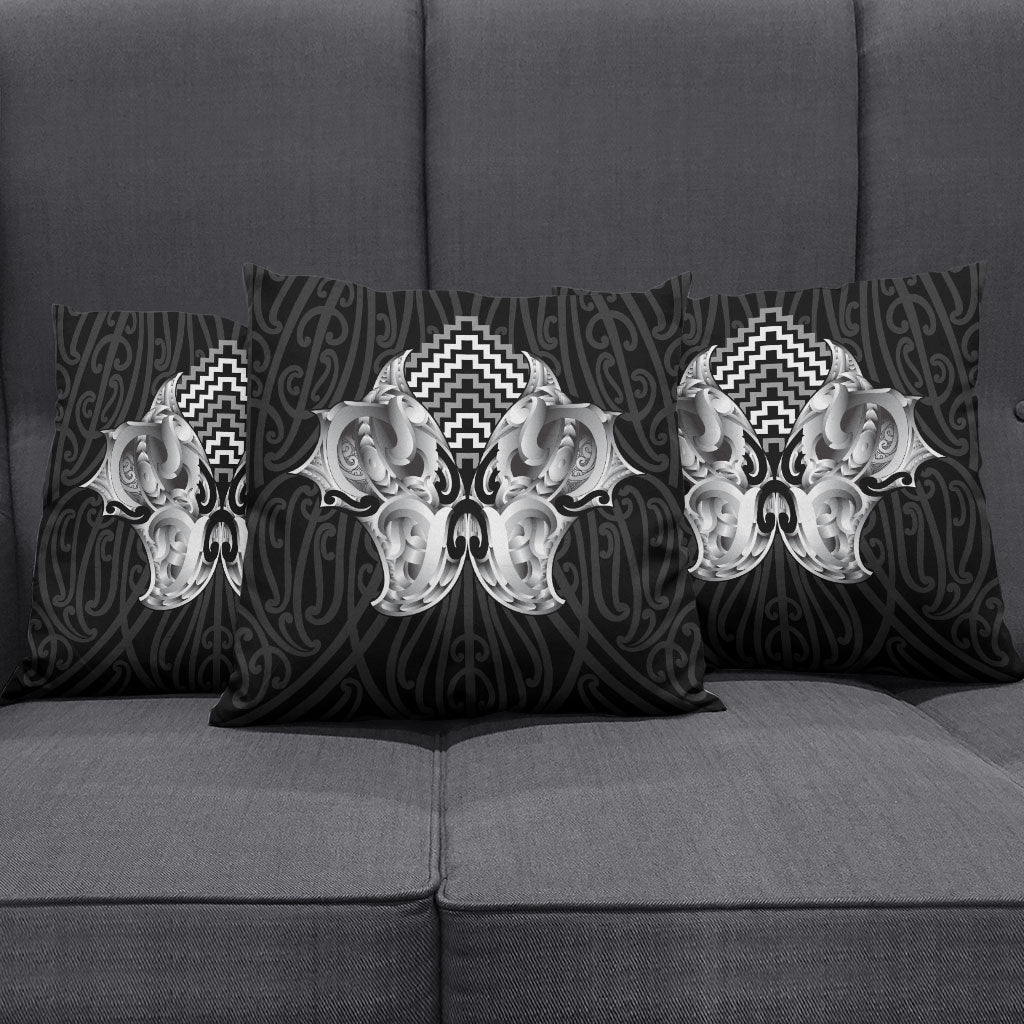 Aotearoa Kowhaiwhai Poutama Black Motif Pillow Cover LT9 - Polynesian Pride