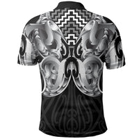 Aotearoa Kowhaiwhai Poutama Black Motif Polo Shirt