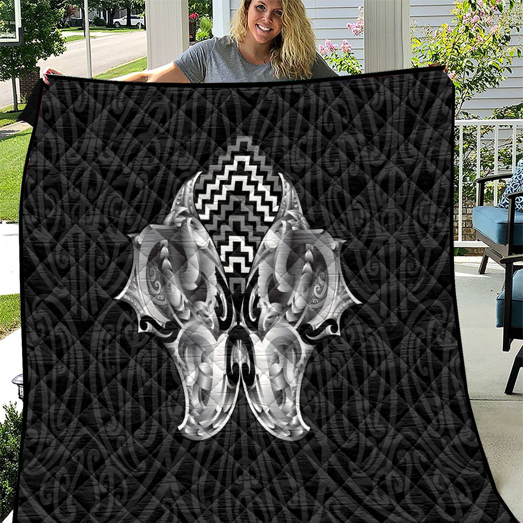 Aotearoa Kowhaiwhai Poutama Black Motif Quilt LT9 Black - Polynesian Pride