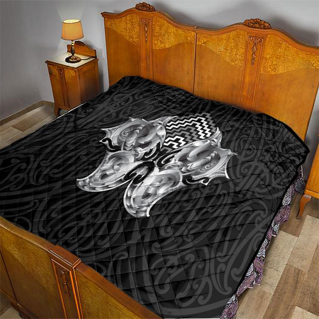 Aotearoa Kowhaiwhai Poutama Black Motif Quilt LT9 - Polynesian Pride