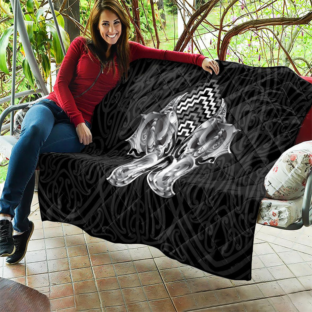 Aotearoa Kowhaiwhai Poutama Black Motif Quilt LT9 - Polynesian Pride