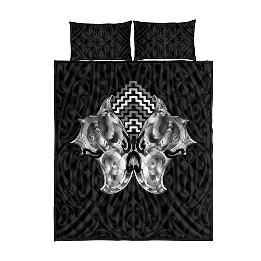 Aotearoa Kowhaiwhai Poutama Black Motif Quilt Bed Set LT9 - Polynesian Pride