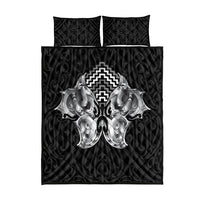 Aotearoa Kowhaiwhai Poutama Black Motif Quilt Bed Set LT9 - Polynesian Pride