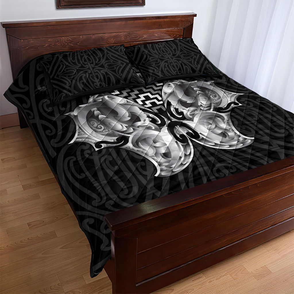 Aotearoa Kowhaiwhai Poutama Black Motif Quilt Bed Set LT9 - Polynesian Pride