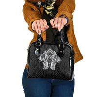 Aotearoa Kowhaiwhai Poutama Black Motif Shoulder Handbag LT9 One Size Black - Polynesian Pride