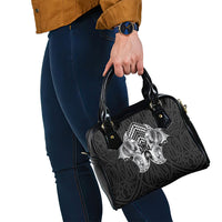 Aotearoa Kowhaiwhai Poutama Black Motif Shoulder Handbag LT9 - Polynesian Pride