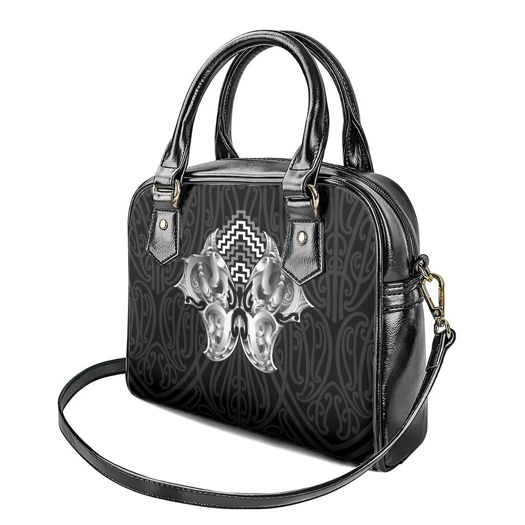 Aotearoa Kowhaiwhai Poutama Black Motif Shoulder Handbag LT9 - Polynesian Pride