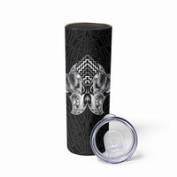 Aotearoa Kowhaiwhai Poutama Black Motif Skinny Tumbler LT9 - Polynesian Pride