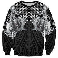 Aotearoa Kowhaiwhai Poutama Black Motif Sweatshirt LT9 Unisex Black - Polynesian Pride