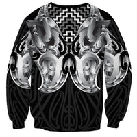 Aotearoa Kowhaiwhai Poutama Black Motif Sweatshirt LT9 - Polynesian Pride