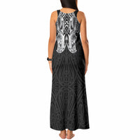 Aotearoa Kowhaiwhai Poutama Black Motif Tank Maxi Dress LT9 - Polynesian Pride
