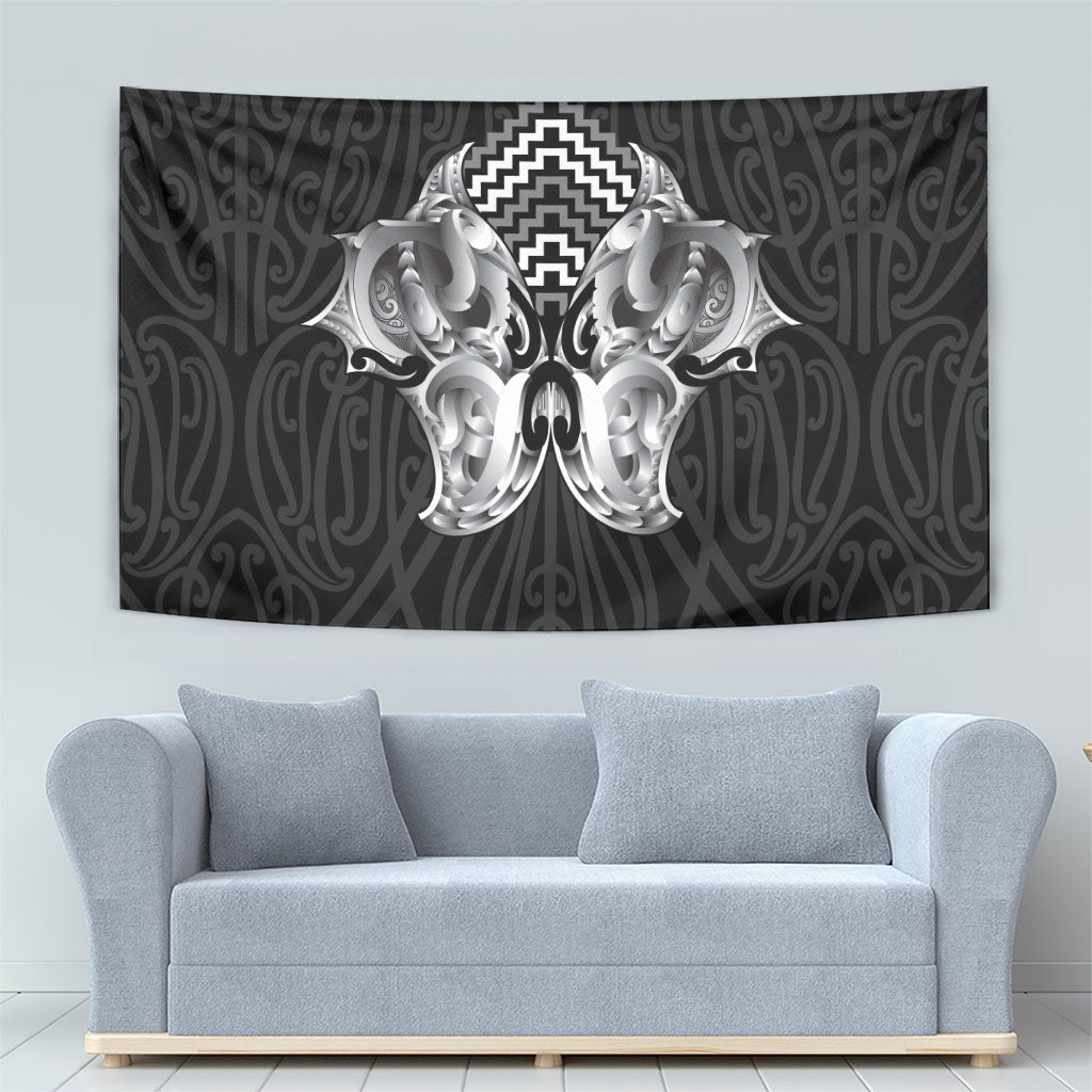 Aotearoa Kowhaiwhai Poutama Black Motif Tapestry LT9 - Polynesian Pride