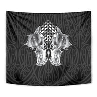 Aotearoa Kowhaiwhai Poutama Black Motif Tapestry LT9 - Polynesian Pride