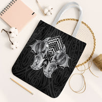 Aotearoa Kowhaiwhai Poutama Black Motif Tote Bag LT9 White Strap One Size Black - Polynesian Pride