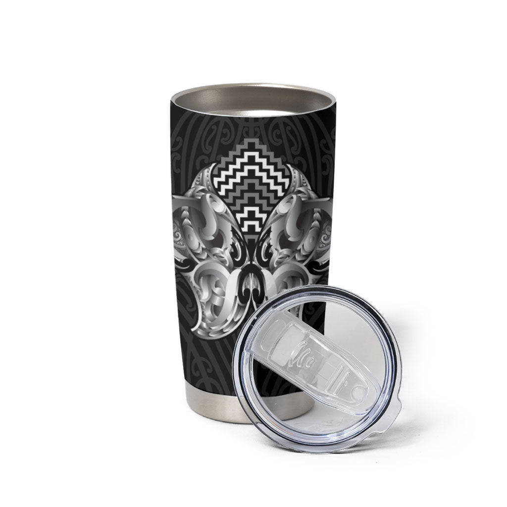 Aotearoa Kowhaiwhai Poutama Black Motif Tumbler Cup LT9 - Polynesian Pride