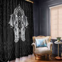 Aotearoa Kowhaiwhai Poutama Black Motif Window Curtain LT9 - Polynesian Pride