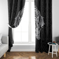 Aotearoa Kowhaiwhai Poutama Black Motif Window Curtain LT9 - Polynesian Pride