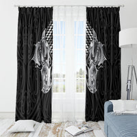 Aotearoa Kowhaiwhai Poutama Black Motif Window Curtain LT9 - Polynesian Pride