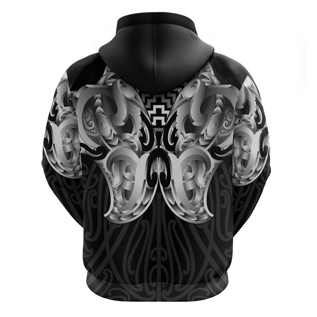 Aotearoa Kowhaiwhai Poutama Black Motif Zip Hoodie LT9 - Polynesian Pride