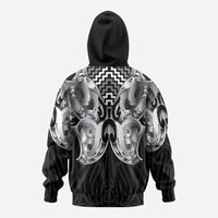 Aotearoa Kowhaiwhai Poutama Black Motif Zip Hoodie LT9 - Polynesian Pride