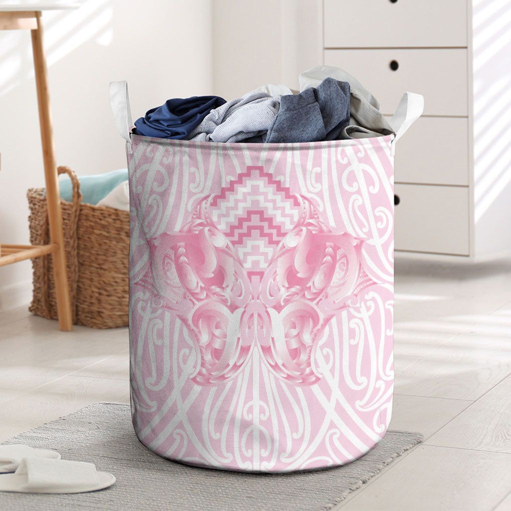 Aotearoa Kowhaiwhai Poutama Pink Motif Laundry Basket