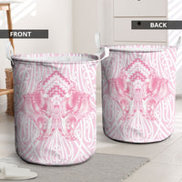 Aotearoa Kowhaiwhai Poutama Pink Motif Laundry Basket LT9 - Polynesian Pride