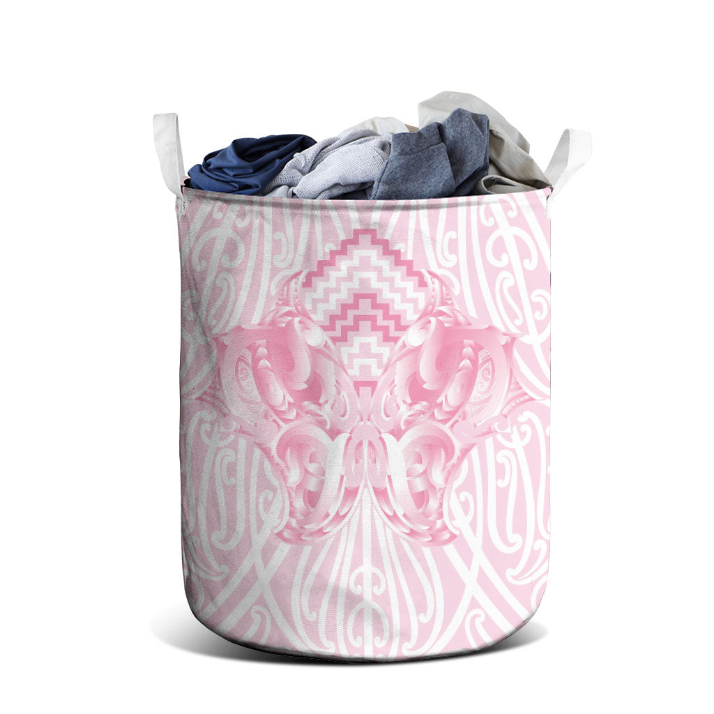 Aotearoa Kowhaiwhai Poutama Pink Motif Laundry Basket LT9 - Polynesian Pride