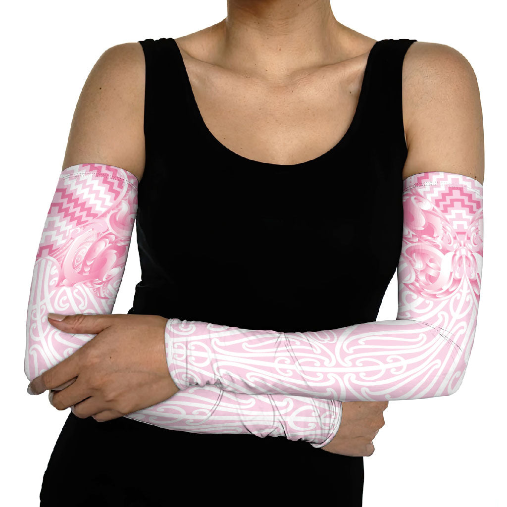 Aotearoa Kowhaiwhai Poutama Pink Motif Arm Sleeves LT9 - Polynesian Pride