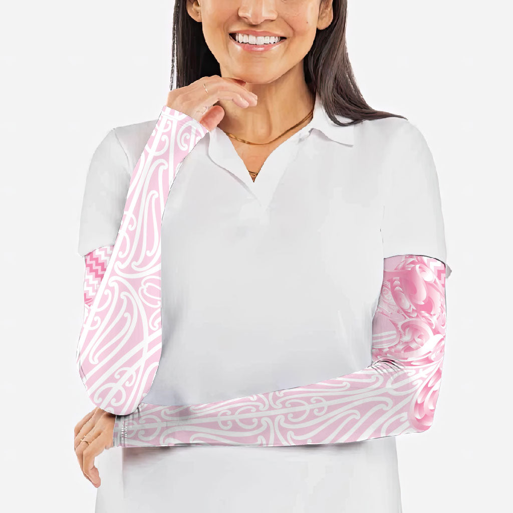 Aotearoa Kowhaiwhai Poutama Pink Motif Arm Sleeves LT9 - Polynesian Pride