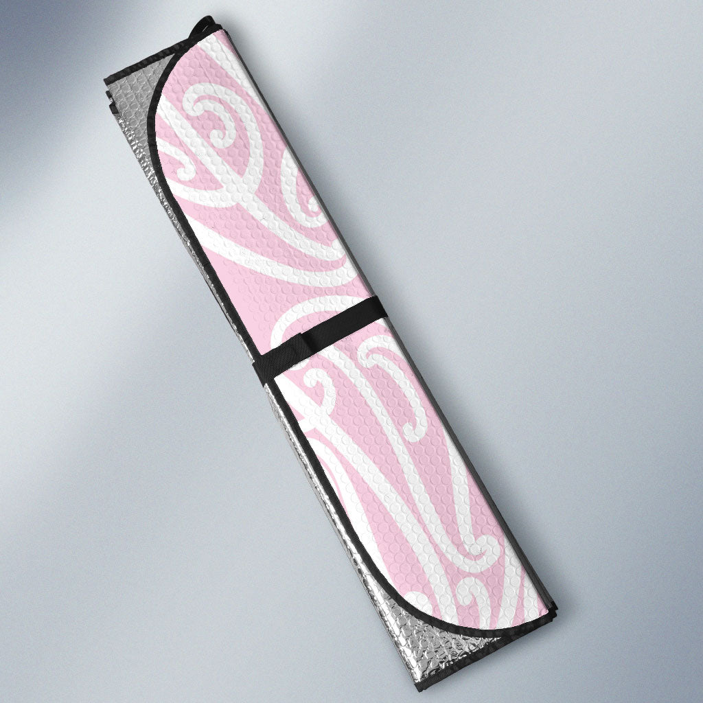 Aotearoa Kowhaiwhai Poutama Pink Motif Auto Sun Shade LT9 - Polynesian Pride