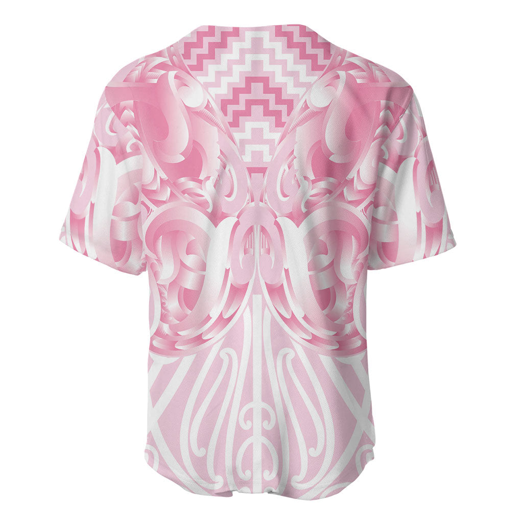 Aotearoa Kowhaiwhai Poutama Pink Motif Baseball Jersey LT9 - Polynesian Pride