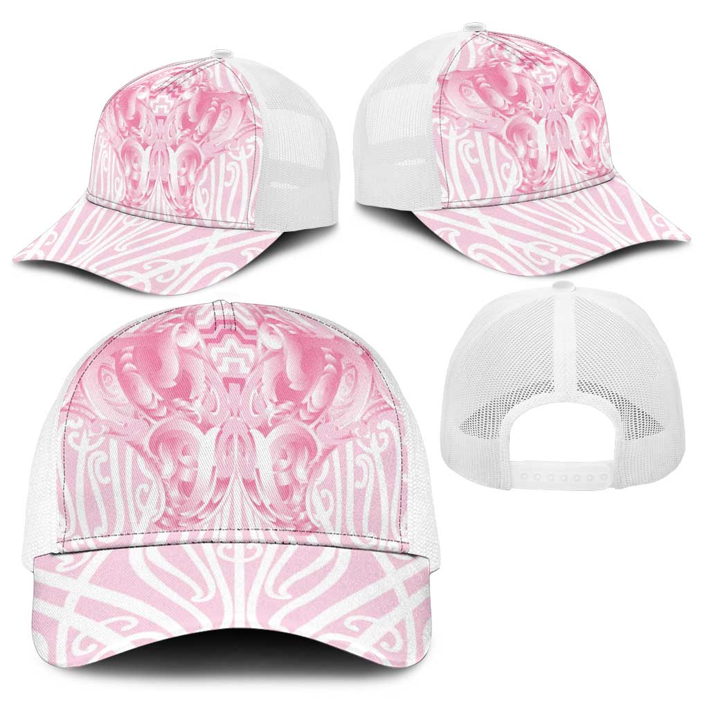 Aotearoa Kowhaiwhai Poutama Pink Motif Baseball Net Cap
