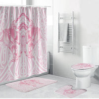 Aotearoa Kowhaiwhai Poutama Pink Motif Bathroom Set LT9 Bathroom Set (4 pcs) Pink - Polynesian Pride