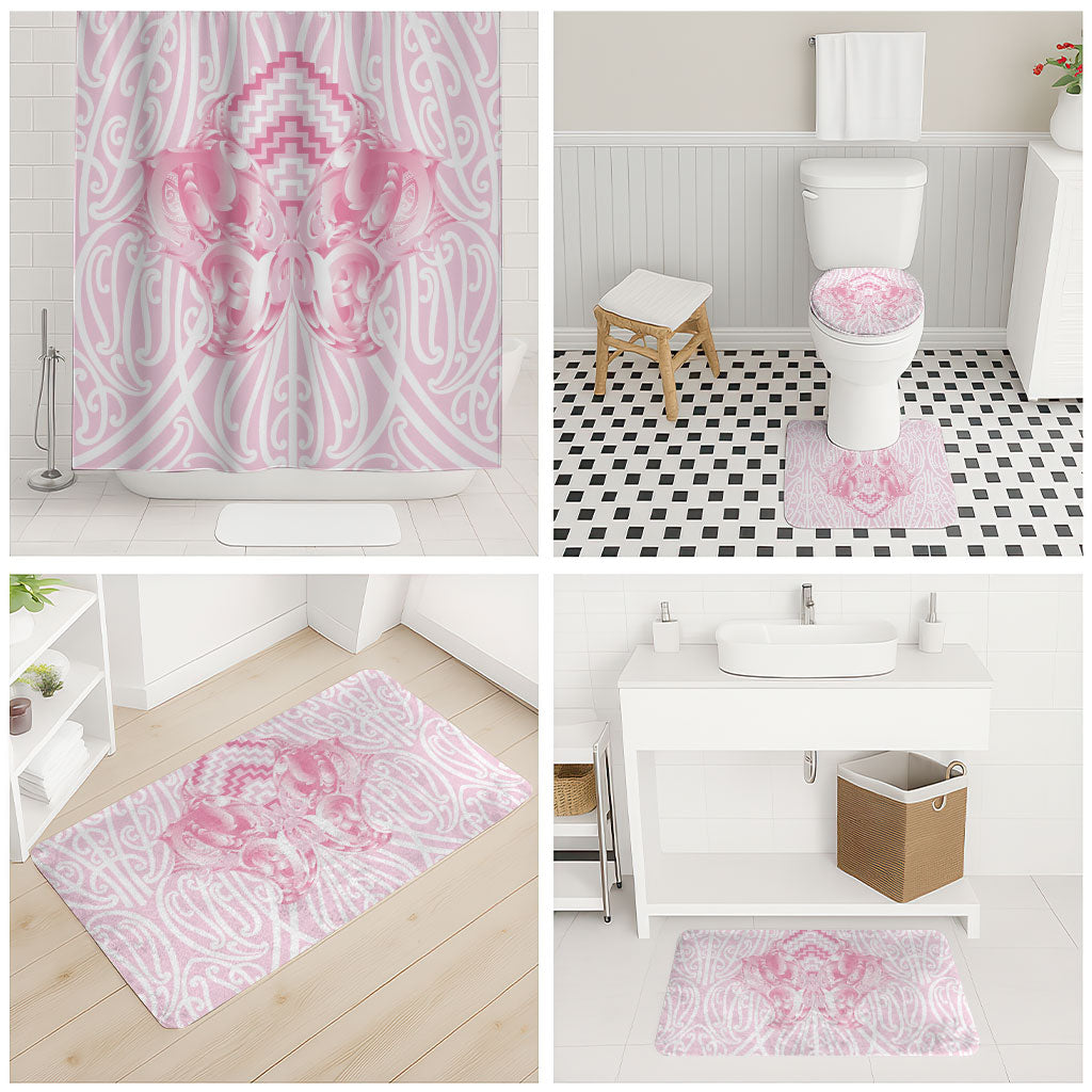 Aotearoa Kowhaiwhai Poutama Pink Motif Bathroom Set LT9 - Polynesian Pride
