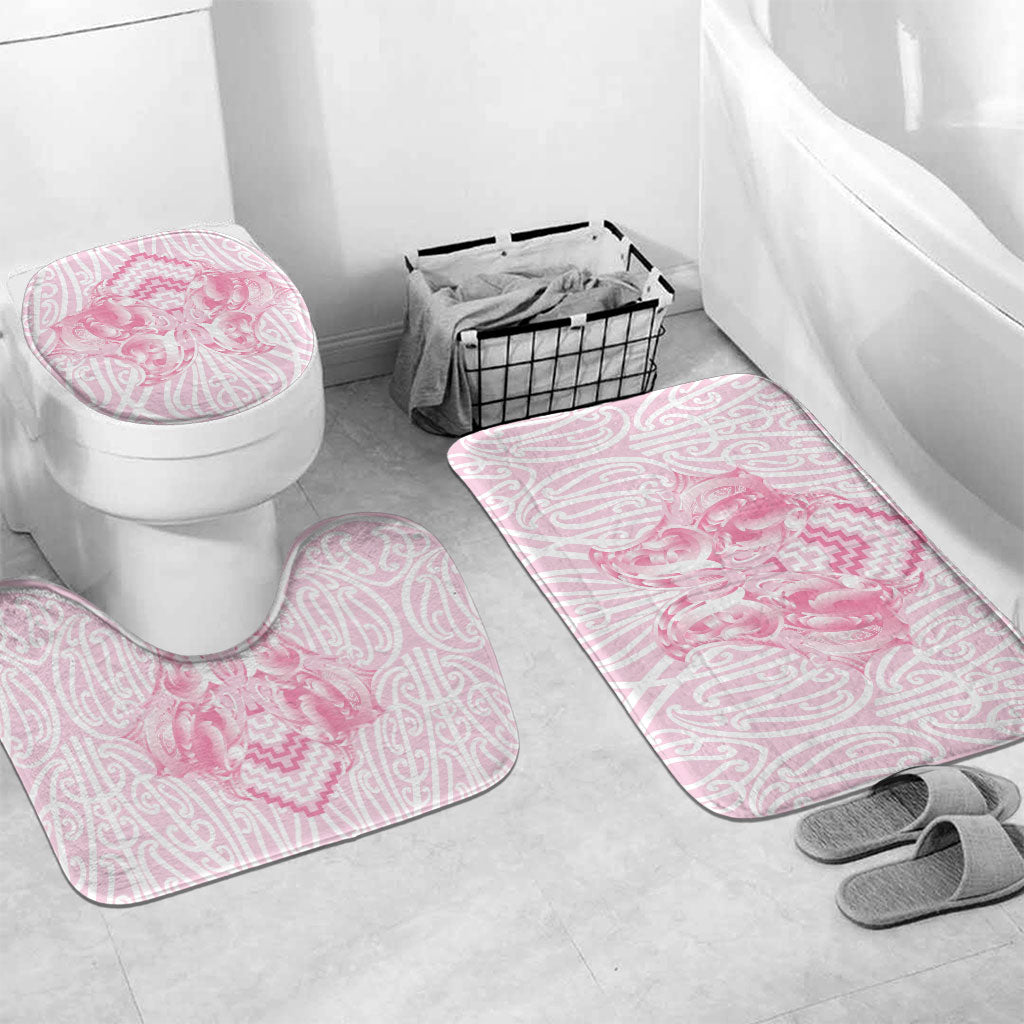 Aotearoa Kowhaiwhai Poutama Pink Motif Bathroom Set LT9 Mat Set Only (3 pcs) One Size Pink - Polynesian Pride