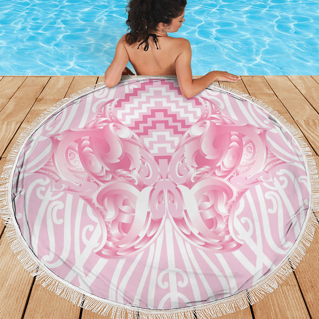 Aotearoa Kowhaiwhai Poutama Pink Motif Beach Blanket LT9 - Polynesian Pride