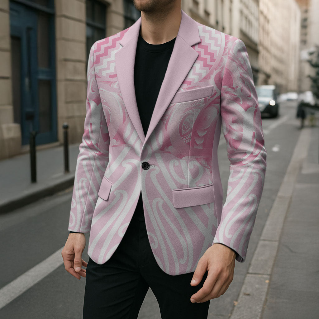 Aotearoa Kowhaiwhai Poutama Pink Motif Blazer LT9 - Polynesian Pride