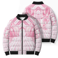 Aotearoa Kowhaiwhai Poutama Pink Motif Bomber Puffer Jacket LT9 - Polynesian Pride