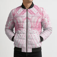 Aotearoa Kowhaiwhai Poutama Pink Motif Bomber Puffer Jacket LT9 - Polynesian Pride