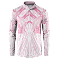 Aotearoa Kowhaiwhai Poutama Pink Motif Button Sweatshirt LT9 Pink - Polynesian Pride
