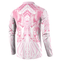 Aotearoa Kowhaiwhai Poutama Pink Motif Button Sweatshirt LT9 - Polynesian Pride