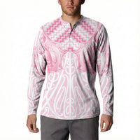 Aotearoa Kowhaiwhai Poutama Pink Motif Button Sweatshirt LT9 - Polynesian Pride