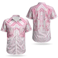 Aotearoa Kowhaiwhai Poutama Pink Motif Couples Matching Long Sleeve Bodycon Dress and Hawaiian Shirt LT9 - Polynesian Pride