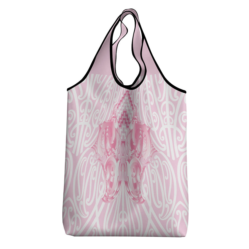 Aotearoa Kowhaiwhai Poutama Pink Motif Grocery Bag LT9 - Polynesian Pride
