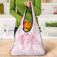Aotearoa Kowhaiwhai Poutama Pink Motif Grocery Bag LT9 - Polynesian Pride