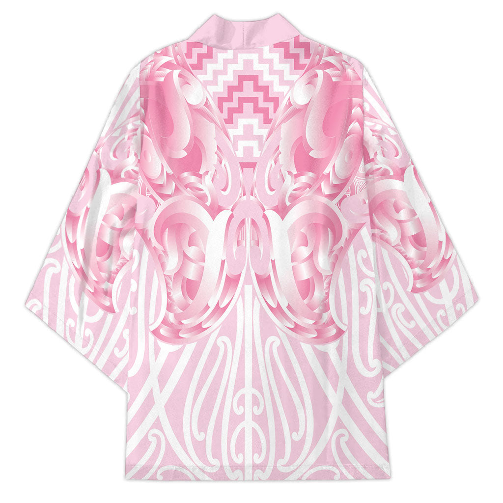 Aotearoa Kowhaiwhai Poutama Pink Motif Kimono LT9 - Polynesian Pride