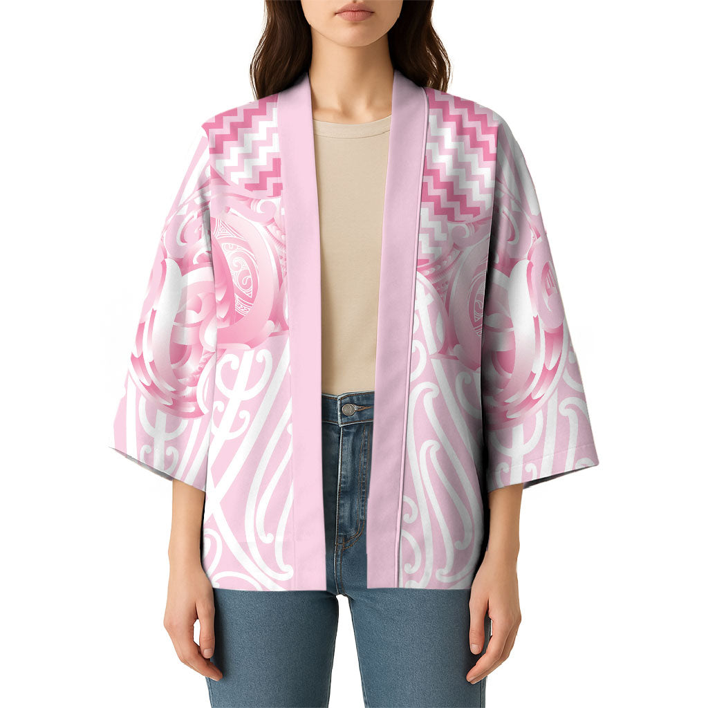 Aotearoa Kowhaiwhai Poutama Pink Motif Kimono LT9 - Polynesian Pride