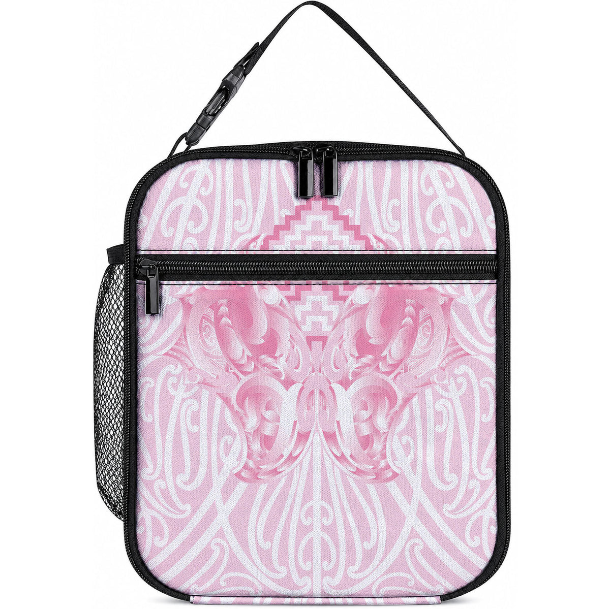 Aotearoa Kowhaiwhai Poutama Pink Motif Lunch Bag LT9 10.2 × 8.3 × 4.3 inch Pink - Polynesian Pride