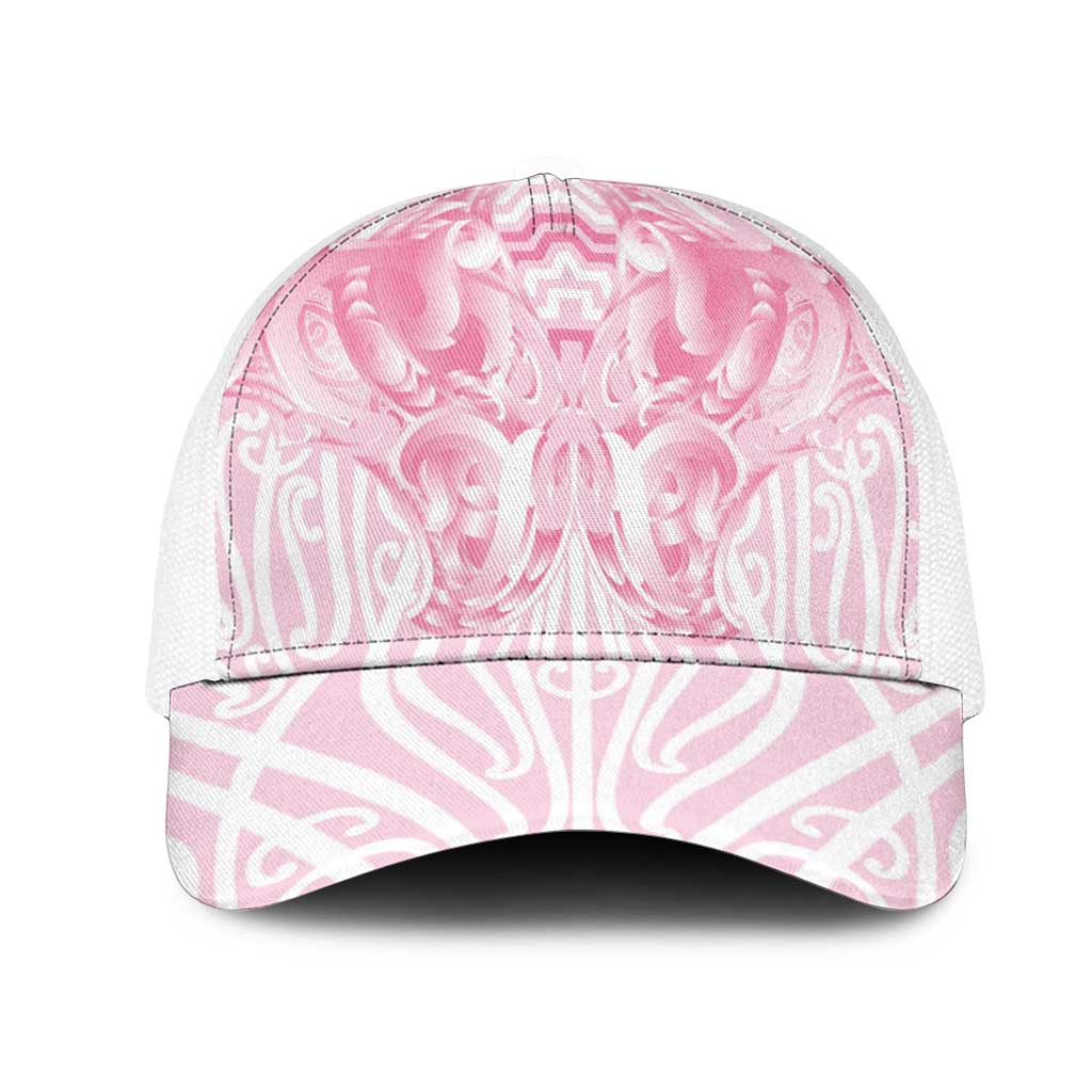 Aotearoa Kowhaiwhai Poutama Pink Motif Mesh Trucker Cap