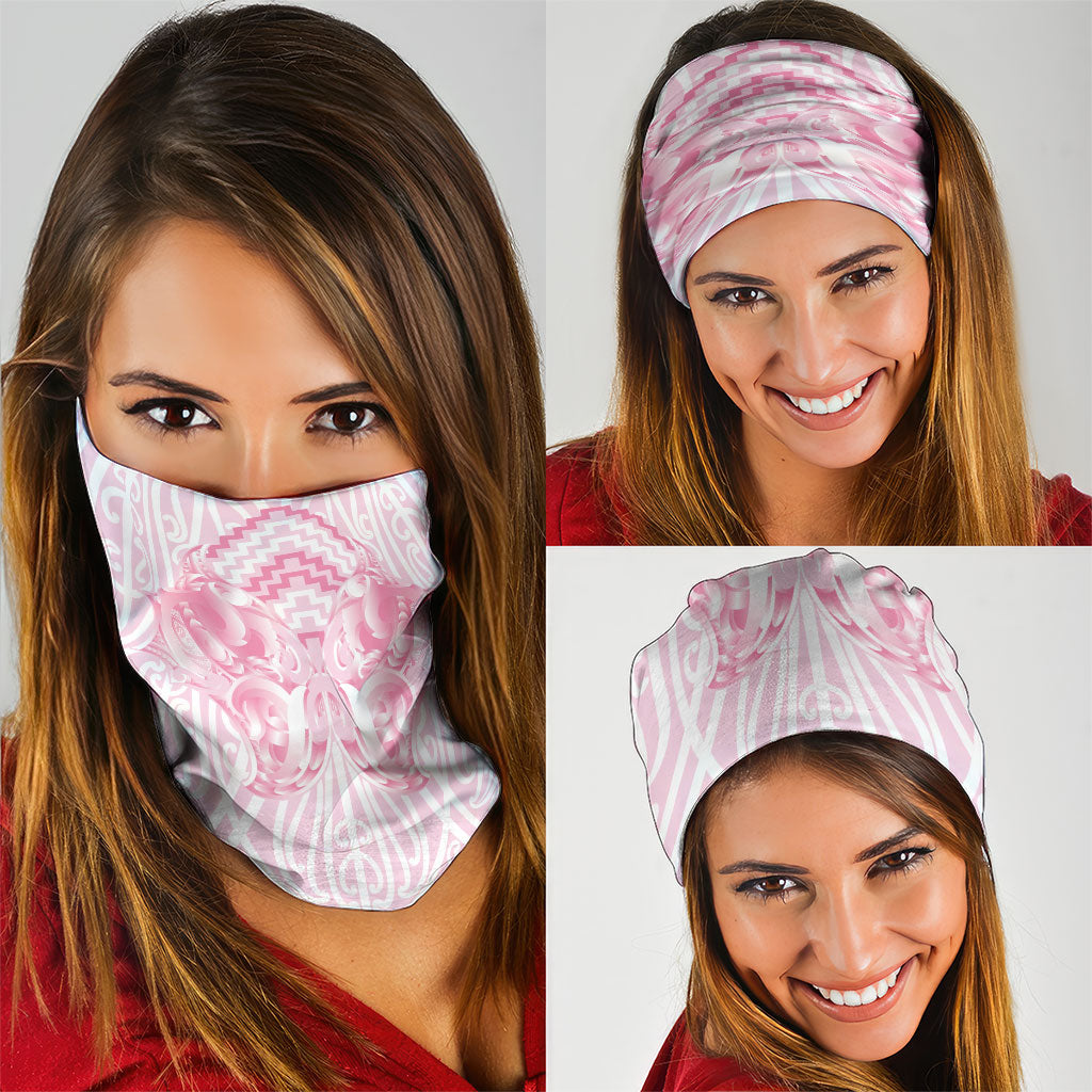 Aotearoa Kowhaiwhai Poutama Pink Motif Neck Gaiter LT9 - Polynesian Pride